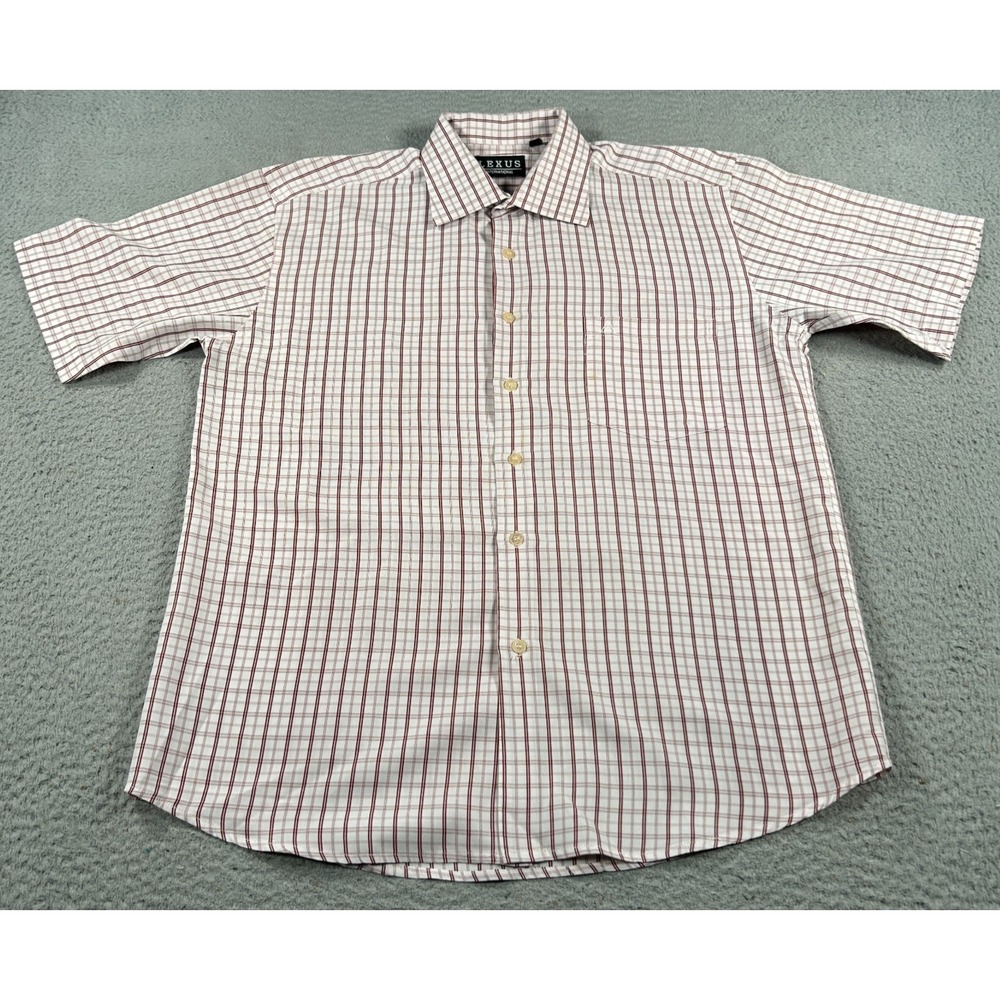 Lexus Shirt Men's Large White Red Gingham Button Up Classic‎ Preppy Business